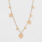 Leaf Stampings And Coins Long Necklace - A New Day Gold