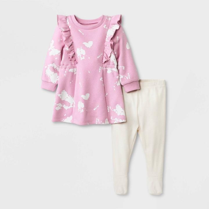 Grayson Mini Baby Girls' 2pc Ruffle Top & Bottom Set - Pink Newborn