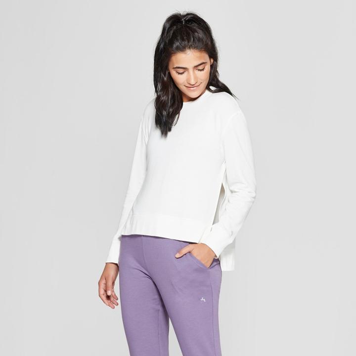 Women's Crew Neck Fleece Sweatshirt - Joylab Marshmallow Xxl, Marshmallow Cream