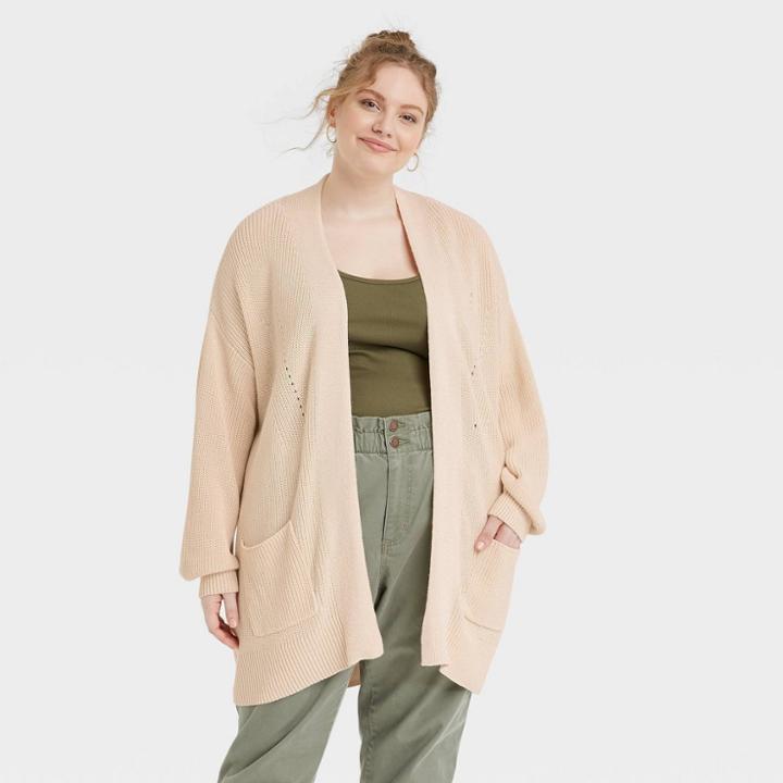 Women's Plus Size Open-front Cardigan - Universal Thread Cream