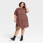 Women's Plus Size Short Sleeve Tiered Dress - Knox Rose Black Floral