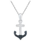 Target 1/20 Ct. T.w. Round Black Diamond Prong Set Anchor Pendant In Sterling Silver, Girl's, White