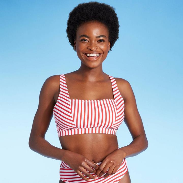 Women's Beach Bikini Top - Kona Sol Red Stripe D/dd Cup