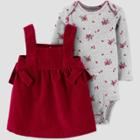 Baby Girls' 2pc Cord Bodysuit & Dress Set - Just One You Made By Carter's Red/gray Newborn, Kids Unisex, Gray/red