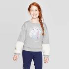 Disney Girls' Frozen 2 Pullover With Faux Fur Inserts - Gray