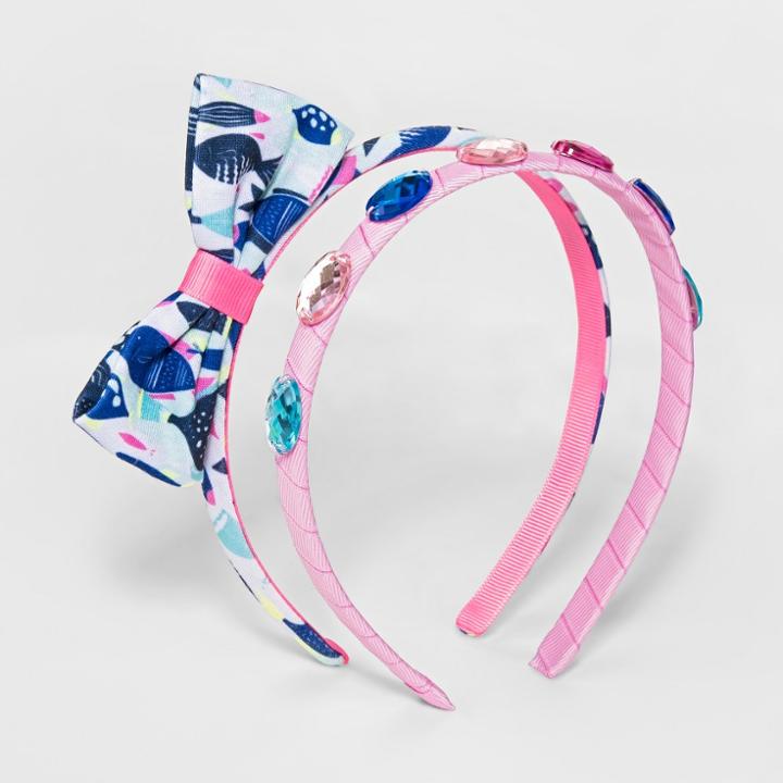 Girls' 2pk Oceans Of Life Headbands - Cat & Jack One Size,