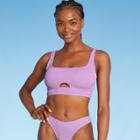 Juniors' Textured Cut Out Scoop Neck Bralette Bikini Top - Xhilaration Lavender D/dd Cup