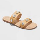 Women's Brit Wide Width Two Band Embellished Sandals - A New Day Tan
