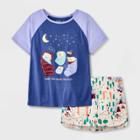 Girls' 2pc Animal Short Sleeve Pajama Set - Cat & Jack Violet