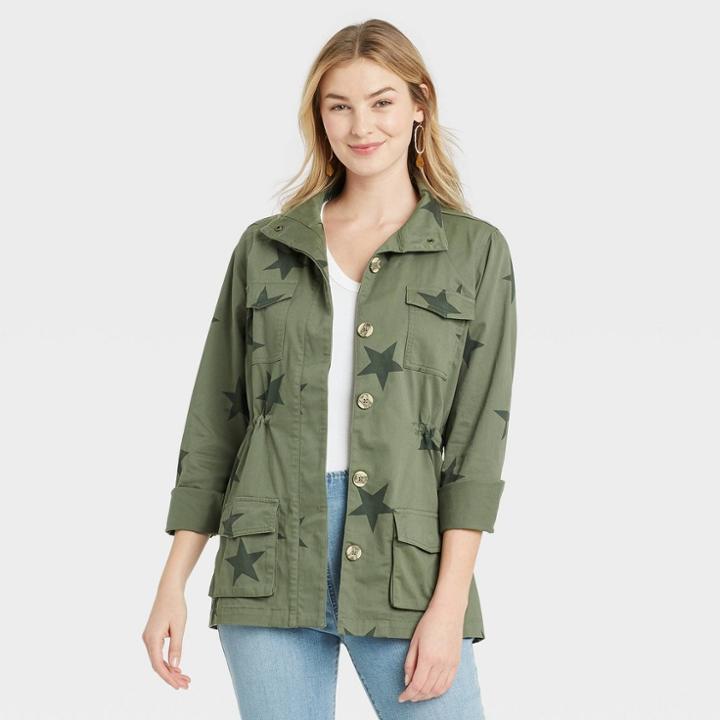 Women's Long Sleeve Star Jacket - Knox Rose Olive Green