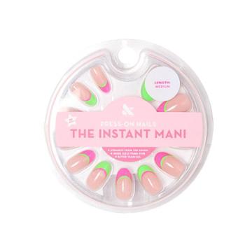 Olive & June Press-on Medium Oval Fake Nails - Neon Multi French