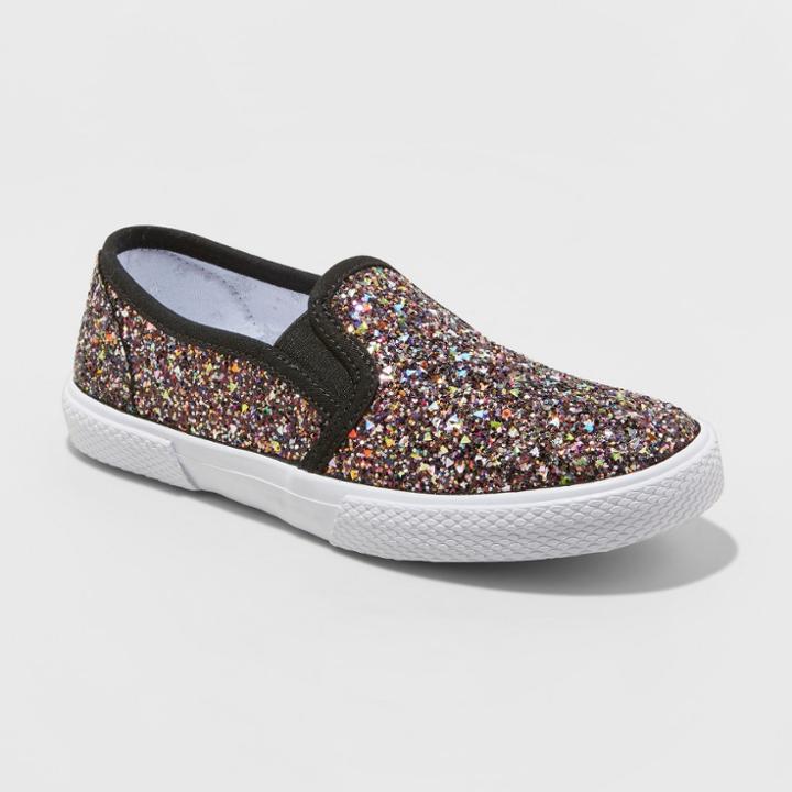 Girls' Vanity Slip On Glitter Sneakers - Cat & Jack Black 3,