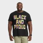 No Brand Black History Month Men's Plus Size Black And Proud Short Sleeve T-shirt - Black