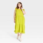 Women's Plus Size Flutter Sleeveless Tiered Dress - Universal Thread Green