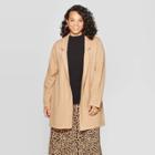 Women's Plus Size Long Sleeve Car Coat - Ava & Viv Brown Heather X