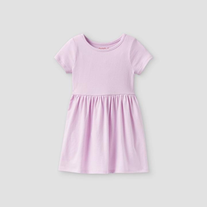 Toddler Girls' Solid Knit Short Sleeve Dress - Cat & Jack Light Purple