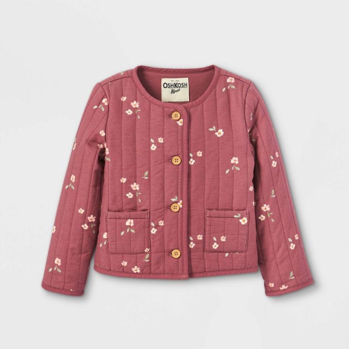 Oshkosh B'gosh Toddler Girls' Floral Quilted Jacket - Maroon