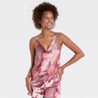 Women's Abstract Print Satin Pajama Cami - Stars Above Pink