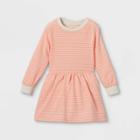 Toddler Girls' Striped Long Sleeve Dress - Cat & Jack Peach