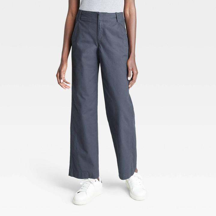 Women's Mid-rise Relaxed Straight Leg Chino Pants - A New Day Navy