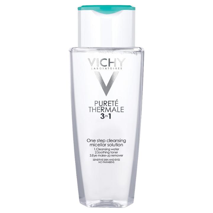 Unscented Vichy Purete Thermale Cleansing Micellar Water, 3-in-1 One Step Face Cleanser And Makeup Remover