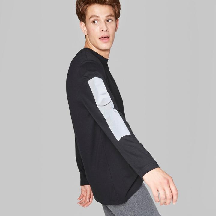 Men's Long Sleeve Printed Sleeve T-shirt - Original Use Black