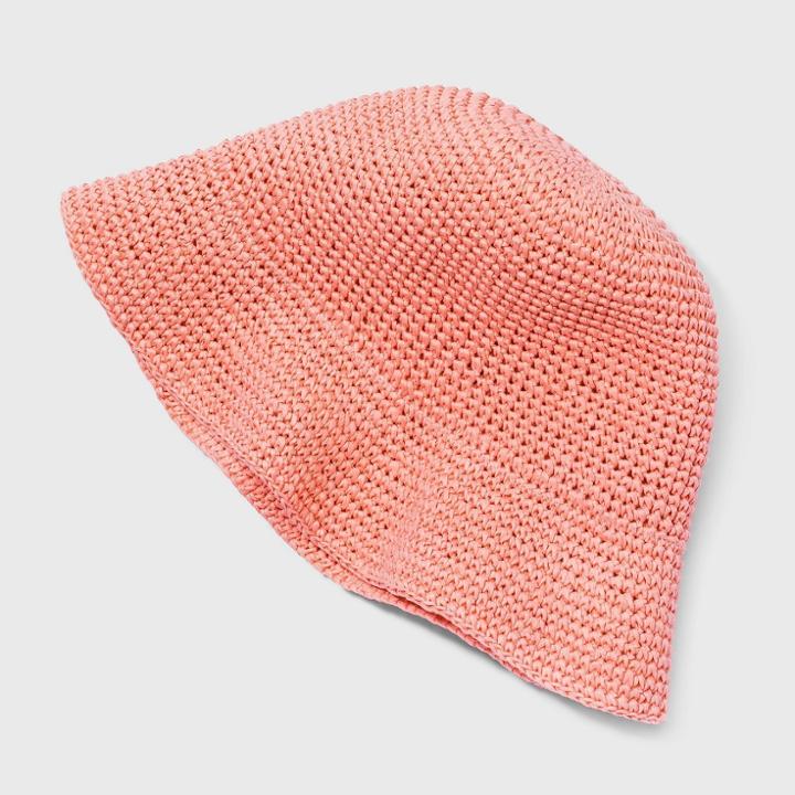 Kids' Paper Straw Hat - Cat & Jack Solid Coral, Pink/brown