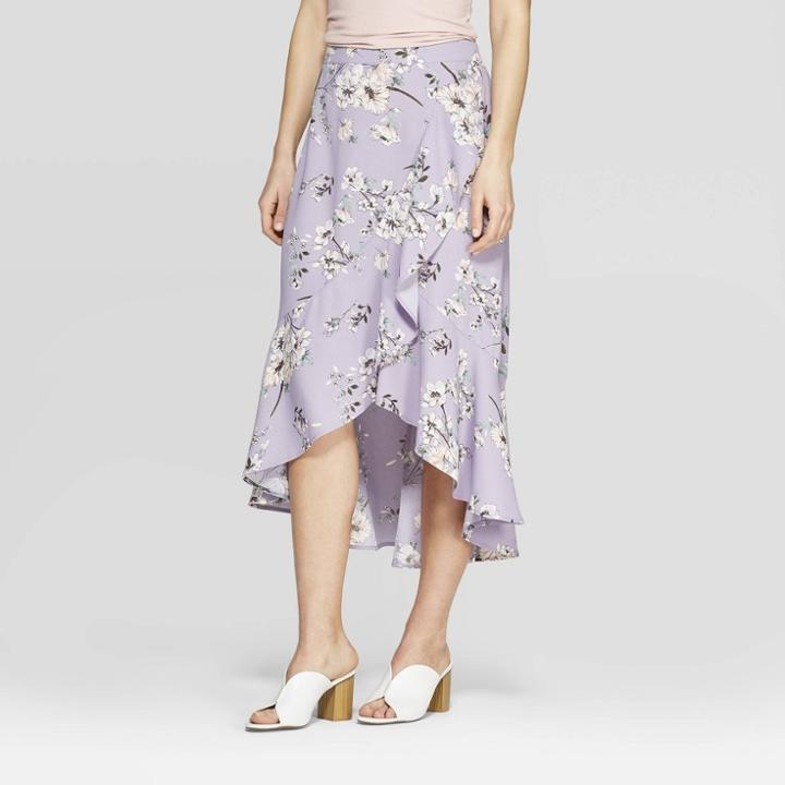 Women's Ruffle High Low Maxi Skirt - Xhilaration Lilac (purple)