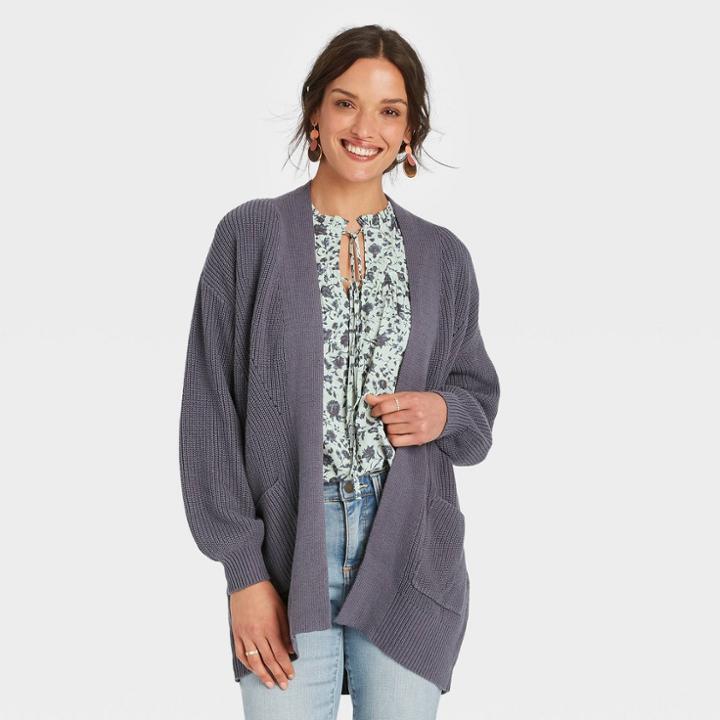 Women's Open-front Cardigan - Universal Thread Gray