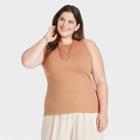 Women's Plus Size Slim Fit Rib Tank Top - A New Day Tan