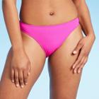 Women's Ribbed High Leg Extra Cheeky Bikini Bottom - Shade & Shore Magenta