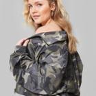 Women's Plus Size Camo Print Zip-up Windbreaker Jacket - Wild Fable Olive