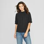 Women's High Neck Ruffle Blouse - Universal Thread Black