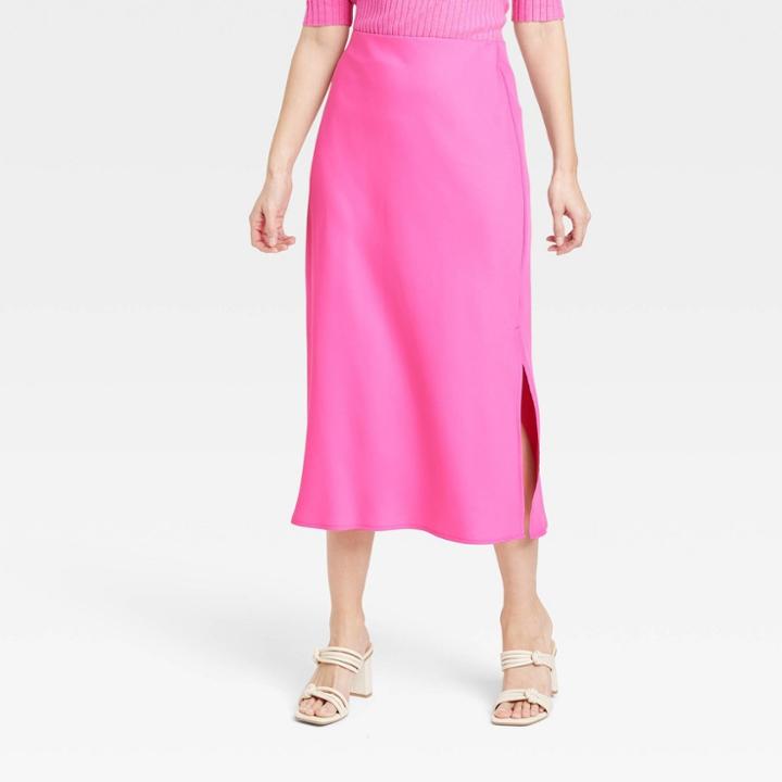 Women's Midi A-line Slip Skirt - A New Day Pink
