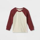 Toddler Boys' Jersey Knit Long Sleeve T-shirt - Cat & Jack Cream/maroon