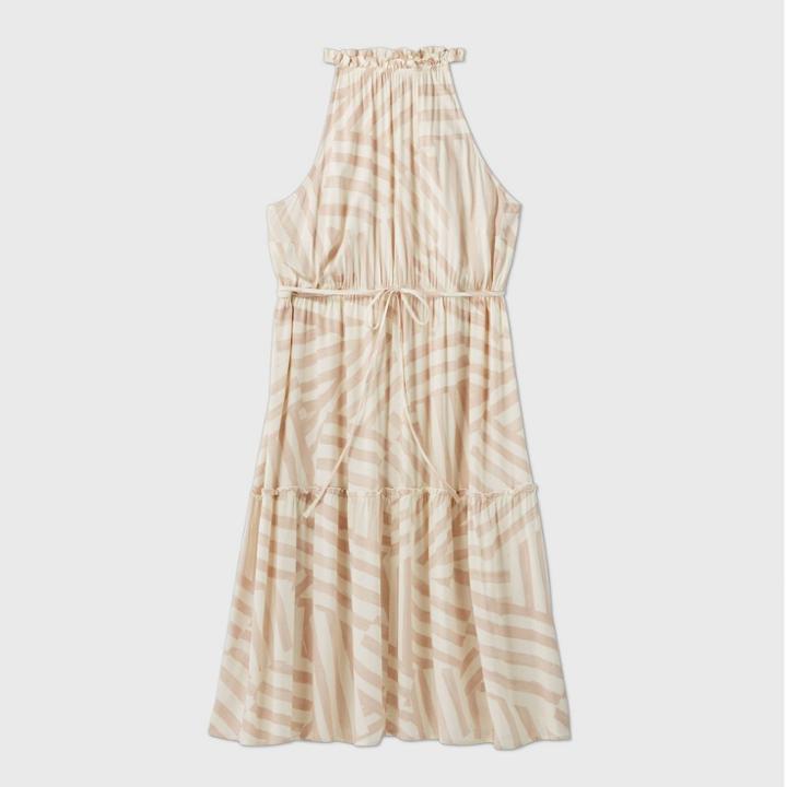 Women's Plus Size Striped Sleeveless Dress - Ava & Viv Cream X, Ivory