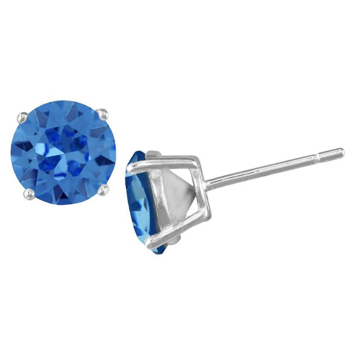 Target Women's Sterling Silver Round Sapphire Stud Earring