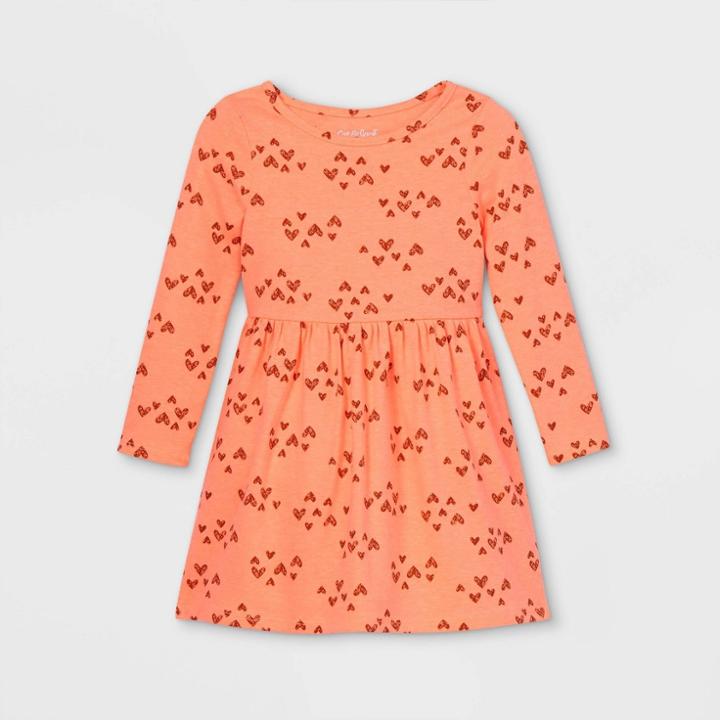 Toddler Girls' Knit Long Sleeve Dress - Cat & Jack Peach