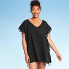 Women's Tassel Poncho Cover Up - Cover 2 Cover Black