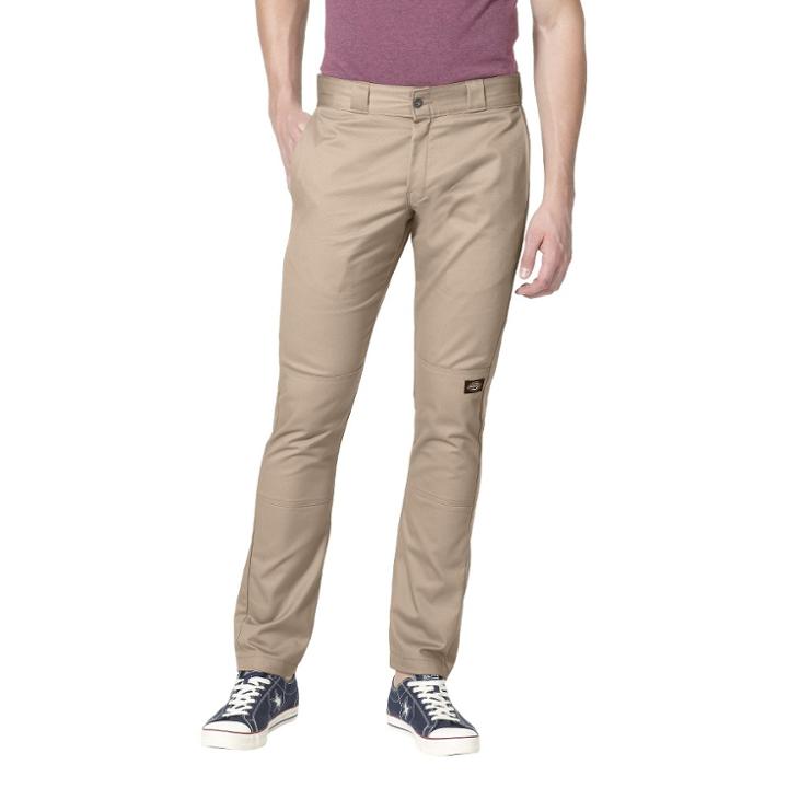 Dickies Men's Skinny Straight Fit Flex Twill Double Knee Pants- Desert Sand 30x30, Men's, British Tan