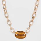 Chunky Chain With Oval Semi-precious Pendant Necklace - A New Day Dark Brown