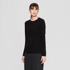 Women's Long Sleeve Crew Neck Cashmere Pullover Sweater - Prologue Black