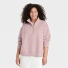 Women's Plus Size Fleece Quarter Zip Sweatshirt - A New Day Light Purple