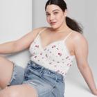 Women's Plus Size Lace Trim Tiny Tank Top - Wild Fable White Floral