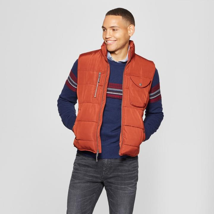 Men's Puffer Vest - Goodfellow & Co Rust (red)