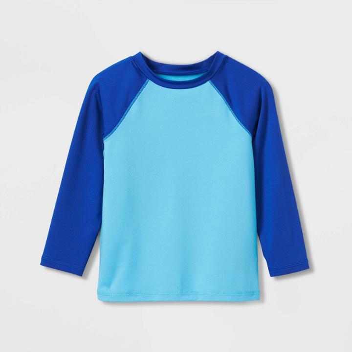 Toddler Boys' Raglan Long Sleeve Rash Guard Swim Shirt - Cat & Jack Blue
