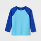 Toddler Boys' Raglan Long Sleeve Rash Guard Swim Shirt - Cat & Jack Blue