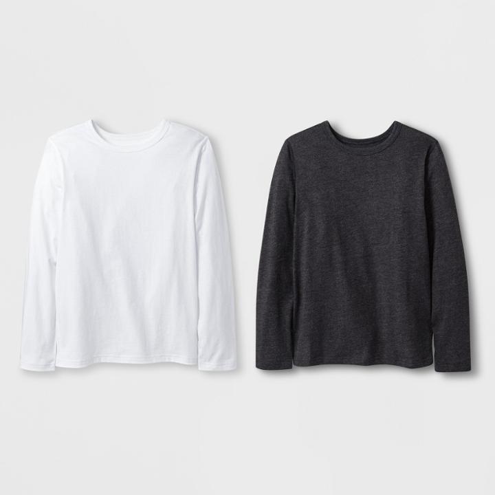 Boys' 2pk Adaptive Long Sleeve T-shirt - Cat & Jack Black/white