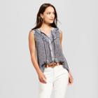 Women's Embroidered Button Front Tank - Knox Rose Blue