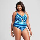 Clean Water Women's Tie Dye Cut Out One Piece Swimsuit - Blue/white